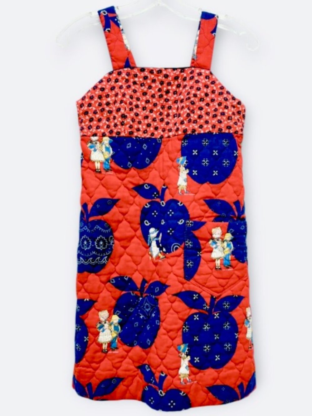 Vintage Holly Hobbie Handmade Dress Blue Bandana Apples Print